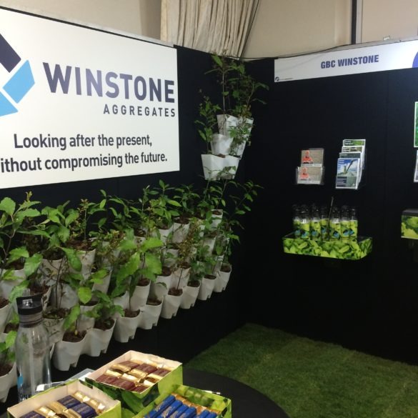 Winstone Aggregates booth- displaying seedlings bound 