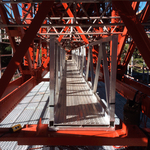 Close-up of scaffolding access