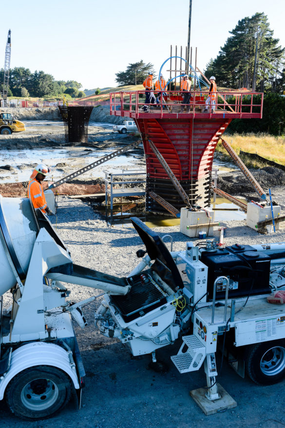 The piles have been drilled to a depth of 40 metres- believed to be the biggest bored piles in NZ.